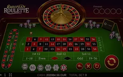 European Roulette screen